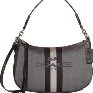 COACH Horse and Carriage Jacquard Sutton Crossbody Black/Black/Silver One Size